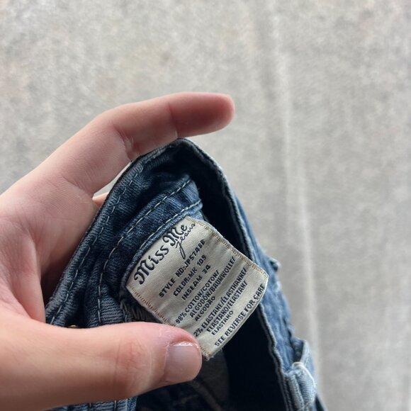 Miss Me Jeans Womens 28 Bootcut Blue Denim Fleur De Lis Embroidered Pockets - Picture 11 of 12